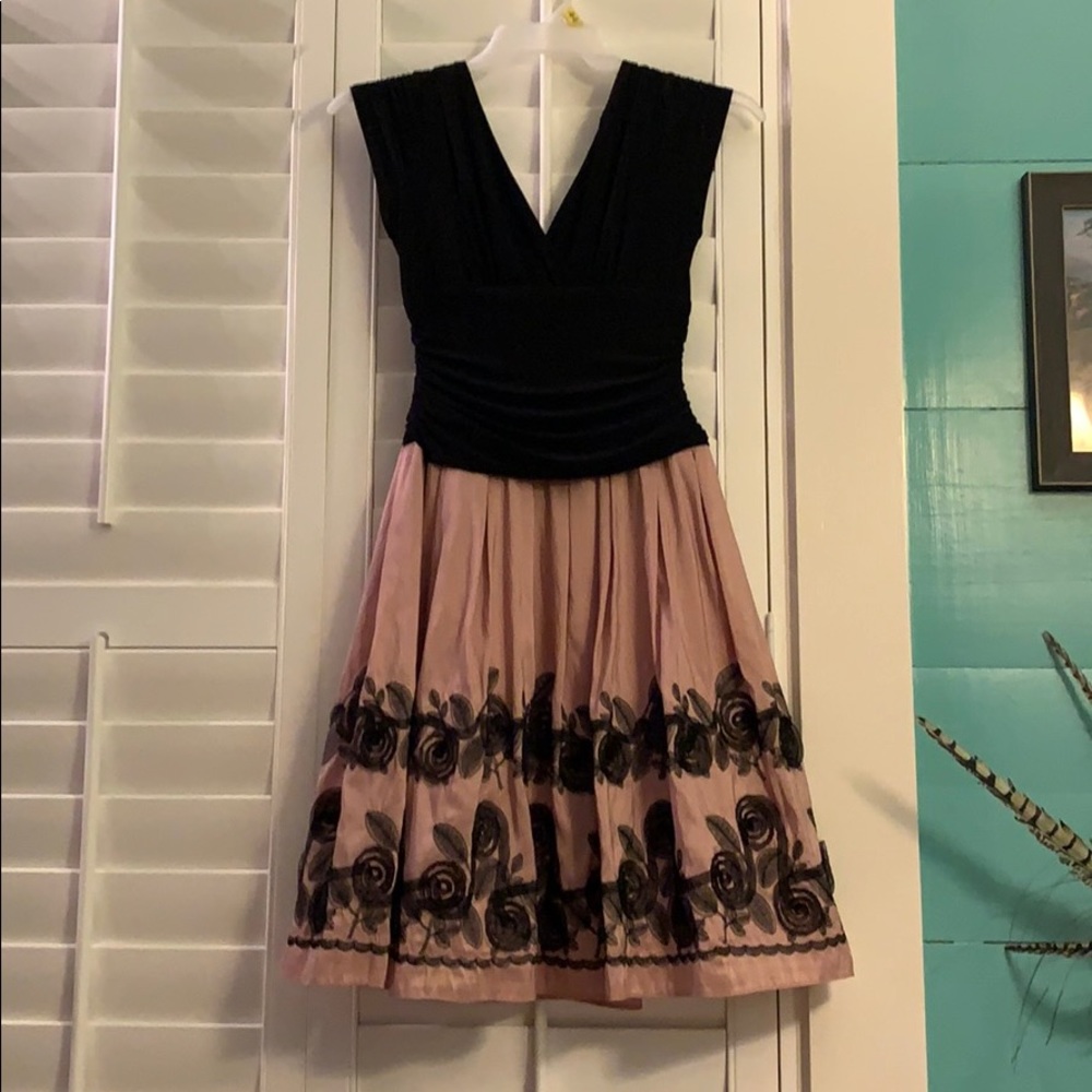 S.L.fashions Pink/Black Tulle Dress Size 8P